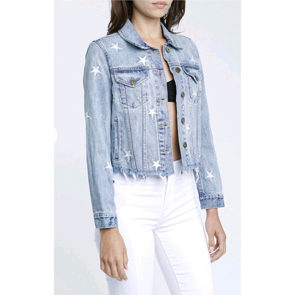 Pistola Brando Star Embroidery Denim Jacket- Zodiac - Small - NWOT Reg $128